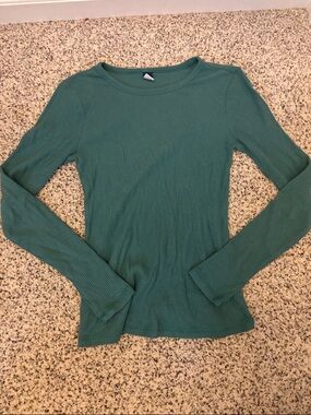 Old Navy Small Ribbed Long-Sleeve Top in Teal
